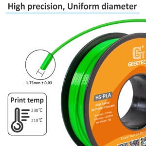 GEEETECH HS-PLA Filament 1.75mm 3D Printing Filament for Most of  High Speed 3D Printers Geeetech Thunder Compatible Creality